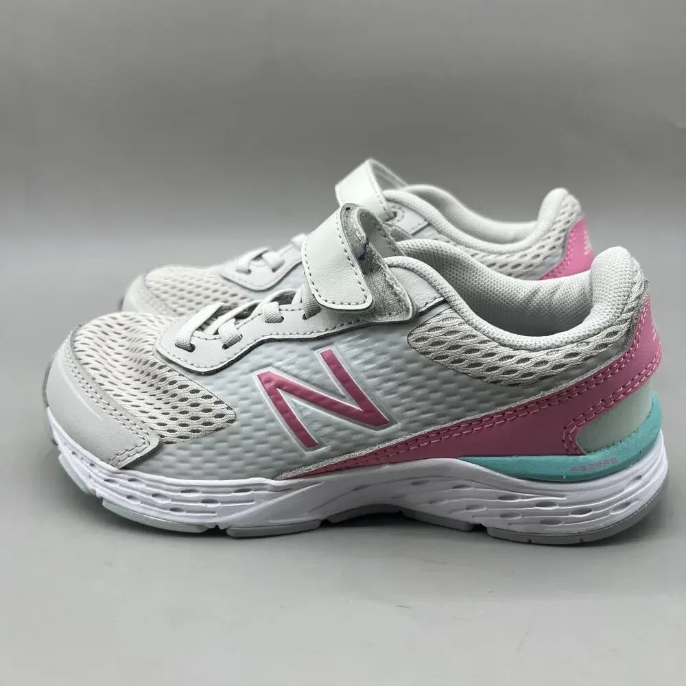 New Balance 680v6 Comfort Sneakers Youth Size‎ 1 Gray Pink Lace Up Strap Shoes